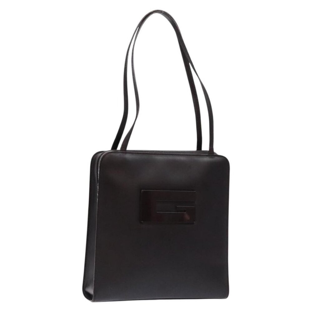 Authentic GUCCI Shoulder Bag Patent leather Dark Brown 002 1007